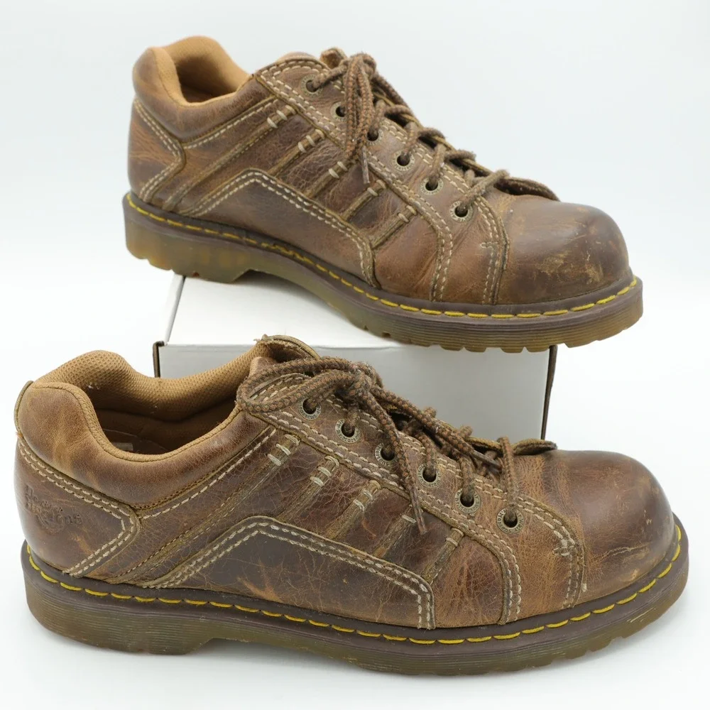 Dr. Martens Keith AW004 Mens 12 Brown Leather Low Top Oxford Shoes AirWair Sole